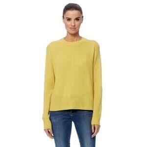 $288 360Cashmere Long Sleeve Boat Neck Designer Light Yellow Sweater M READ